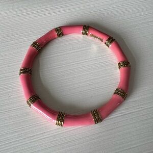 Lilly Pulitzer Pink Enamel & Gold Bangle Bracelet